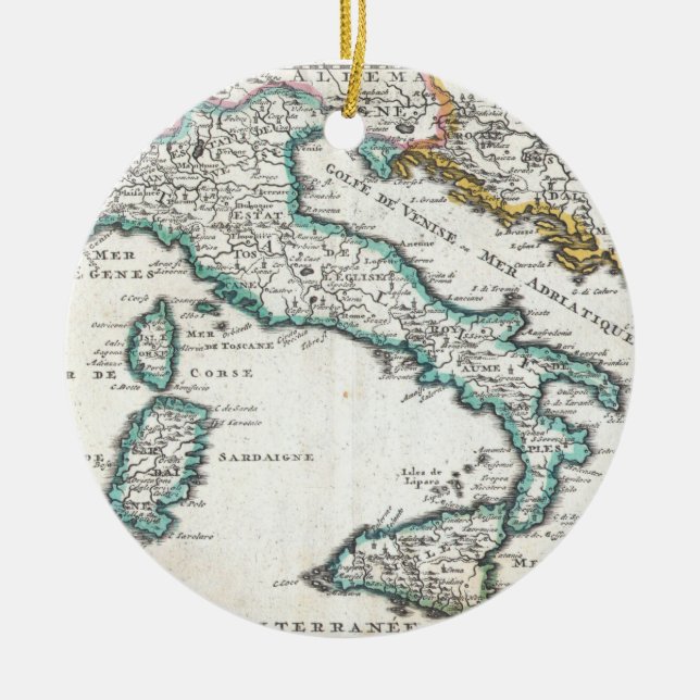 Vintage Map of Italy (1706) Ceramic Ornament (Front)
