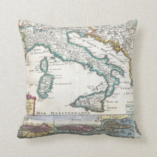 Vintage Map of Italy (1706) Cushion