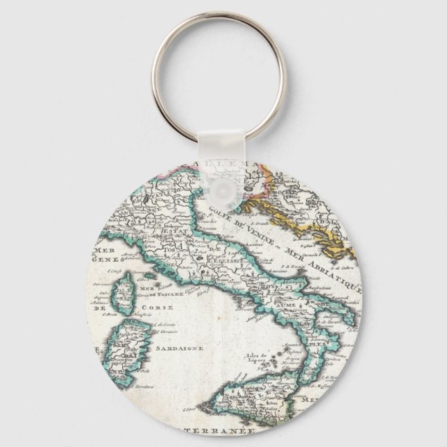 Vintage Map of Italy (1706) Key Ring (Front)