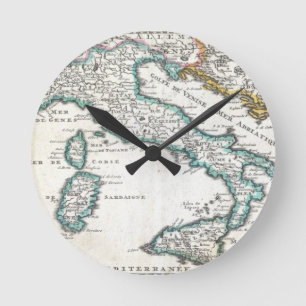 Vintage Map of Italy (1706) Round Clock