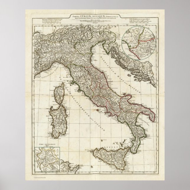 Vintage Map of Italy (1764) Poster (Front)