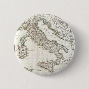 Vintage Map of Italy (1770) 6 Cm Round Badge