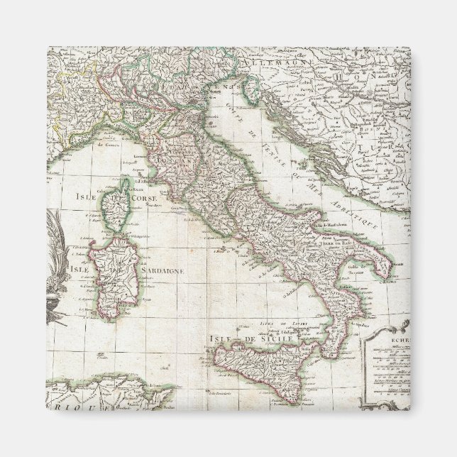Vintage Map of Italy (1770) Magnet (Front)