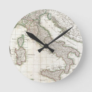 Vintage Map of Italy (1770) Round Clock