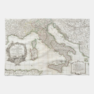 Vintage Map of Italy (1770) Tea Towel