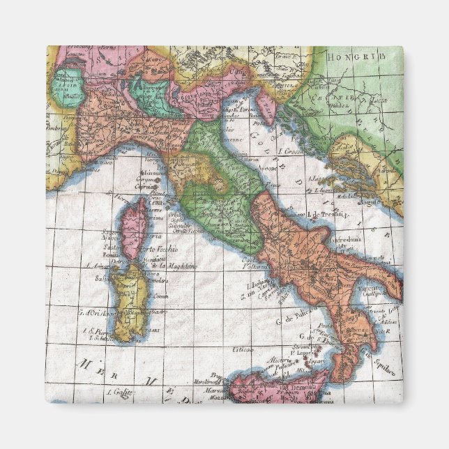 Vintage Map of Italy (1780) Magnet (Front)