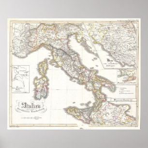 Vintage Map of Italy (1850) Poster