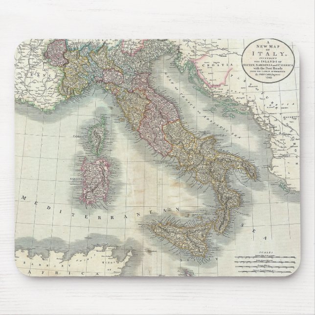 Vintage Map of Italy Mouse Pad (Front)