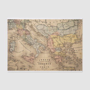 Vintage Map of Italy, Turkey & Greece Tissue Paper