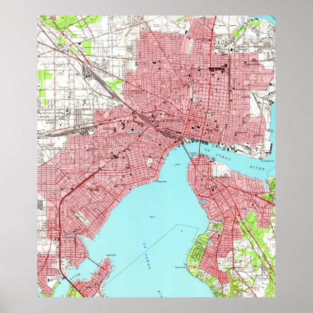 Vintage Map of Jacksonville Florida (1950) Poster (Front)