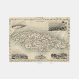 Vintage Map of Jamaica (1851) Fleece Blanket
