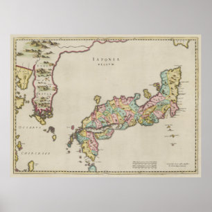 Vintage Map of Japan (1665) Poster