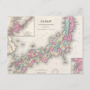 Vintage Map of Japan (1855) Postcard