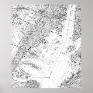 Vintage Map of Jersey City NJ (1967) BW Poster