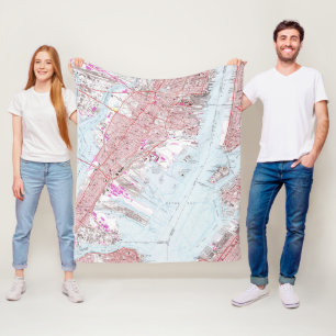 Vintage Map of Jersey City NJ (1967) Fleece Blanket