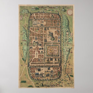 Vintage Map of Jerusalem Israel (1584) Poster