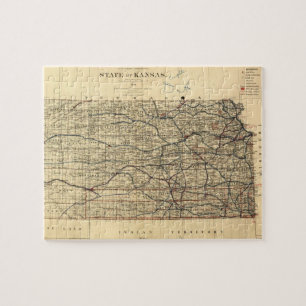 Vintage Map of Kansas (1884) Jigsaw Puzzle