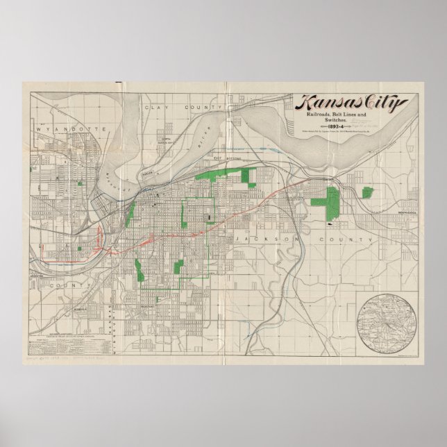 Vintage Map of Kansas City (1893) Poster (Front)