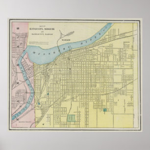 Vintage Map of Kansas City Missouri (1901) Poster