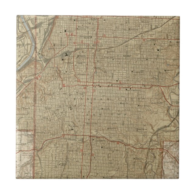 Vintage Map of Kansas City Missouri (1935) Tile (Front)