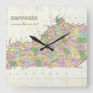 Vintage Map of Kentucky (1827) Square Wall Clock