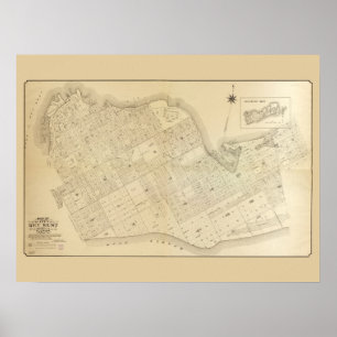 Vintage Map of Key West Florida Poster