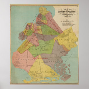 Vintage Map of Kings County, New York Poster