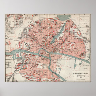 Vintage Map of Königsberg Germany (1905) Poster