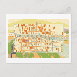 Vintage Map of Kyoto, Japan Postcard