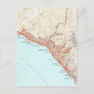 Vintage Map of Laguna Beach California (1965) Postcard