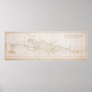 Vintage Map of Lake Champlain (1759) Poster