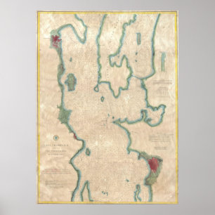 Vintage Map of Lake Champlain (1874) Poster