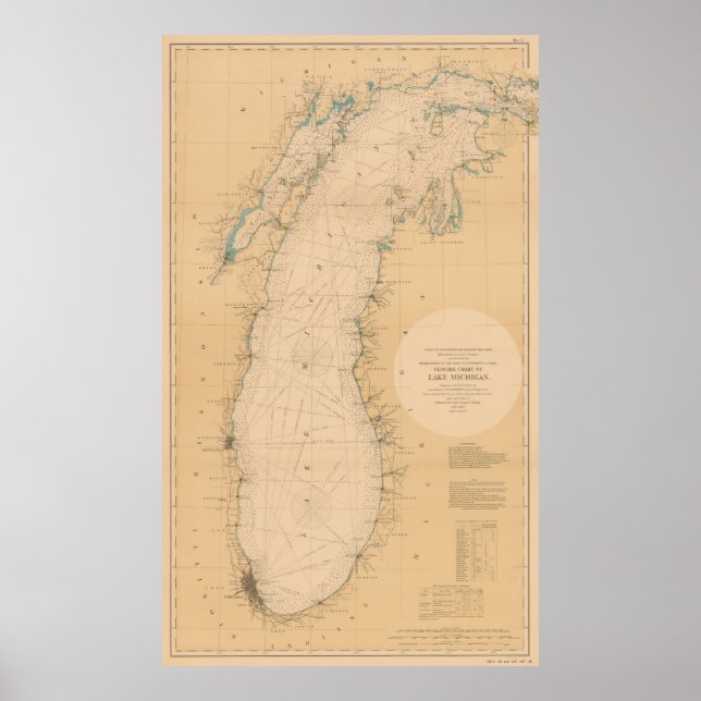 Vintage Map of Lake Michigan (1898) Poster (Front)