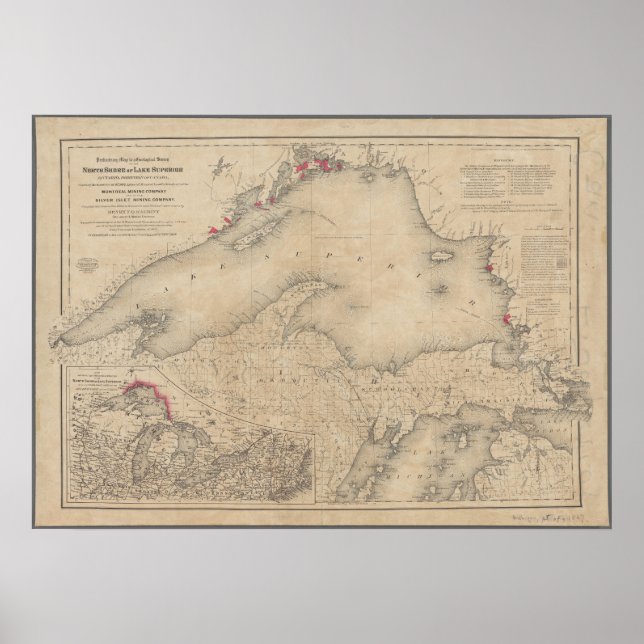 Vintage Map of Lake Superior Poster (Front)