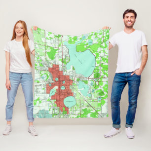 Vintage Map of Lakeland Florida (1944) Fleece Blanket