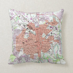 Vintage Map of Lancaster Pennsylvania (1956) 2 Cushion