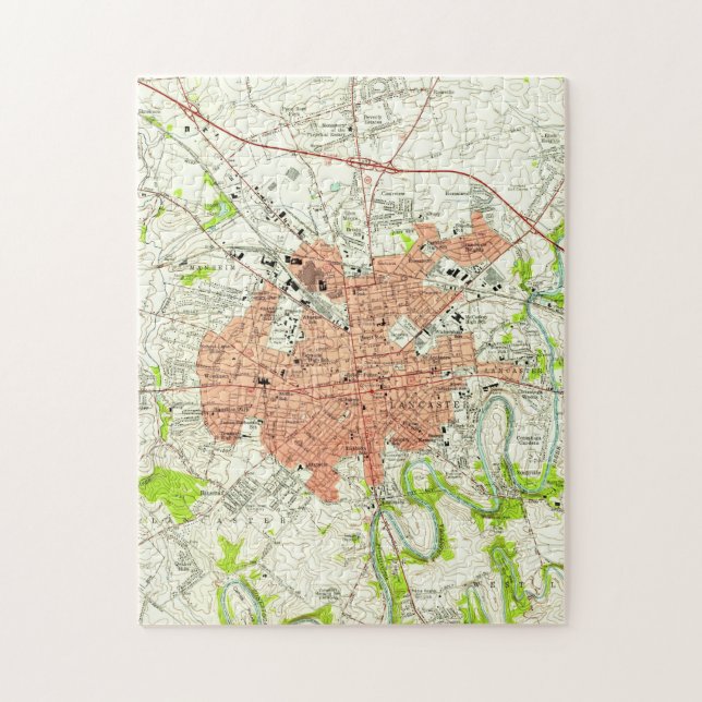 Vintage Map of Lancaster Pennsylvania (1956) Jigsaw Puzzle (Vertical)