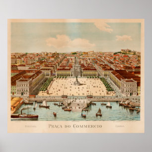 Vintage Map of Lisbon Portugal (1860) Poster