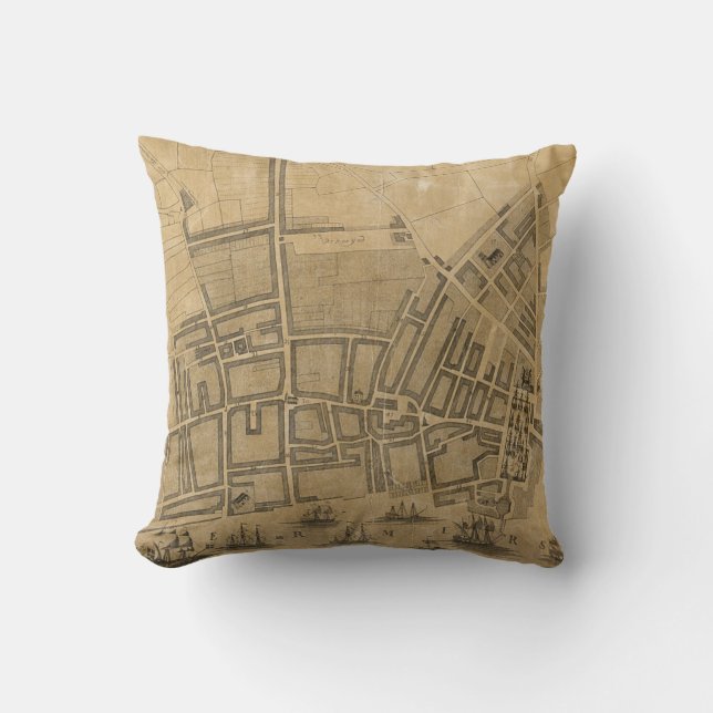 Vintage Map of Liverpool England (1725) Cushion (Front)