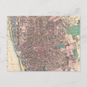 Vintage Map of Liverpool England (1890) Postcard