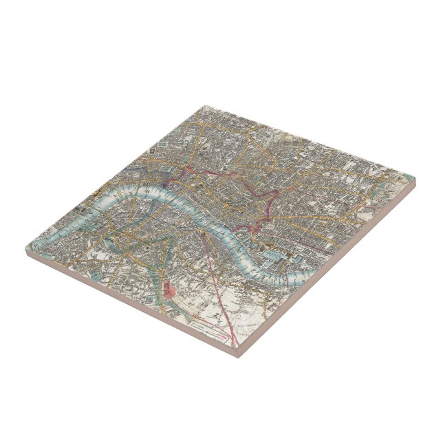 Vintage Map of London (1848) Ceramic Tile (Side)