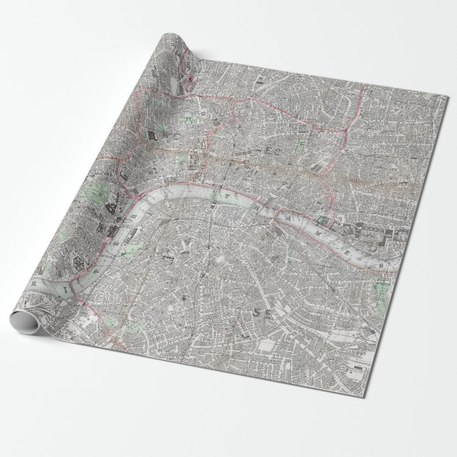Vintage map of London city Wrapping Paper (Unrolled)