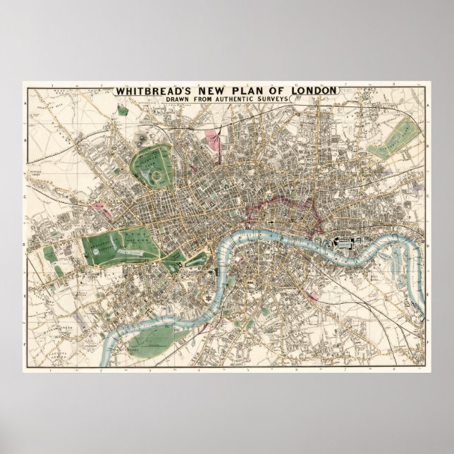 Vintage Map of London England (1853) Poster (Front)