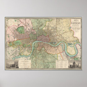 Vintage Map of London Poster