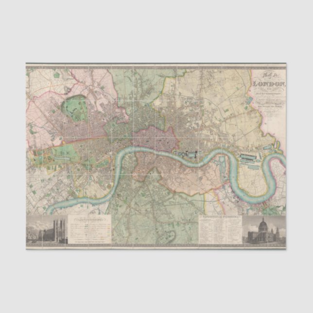 Vintage Map of London  Tissue Paper (Front)