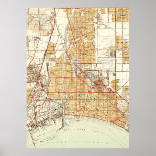 Vintage Map of Long Beach California (1949) 2 Poster