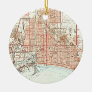 Vintage Map of Long Beach California (1949) Ceramic Ornament
