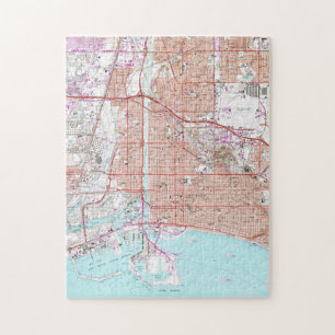 Vintage Map of Long Beach California (1964) Jigsaw Puzzle