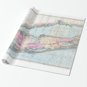 Vintage Map of Long Island (1880) Wrapping Paper