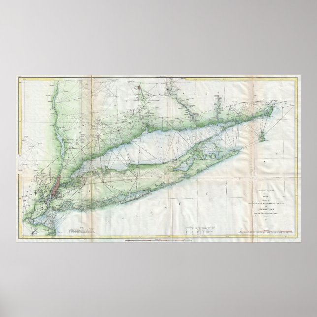 Vintage Map of Long Island NY (1877) Poster (Front)